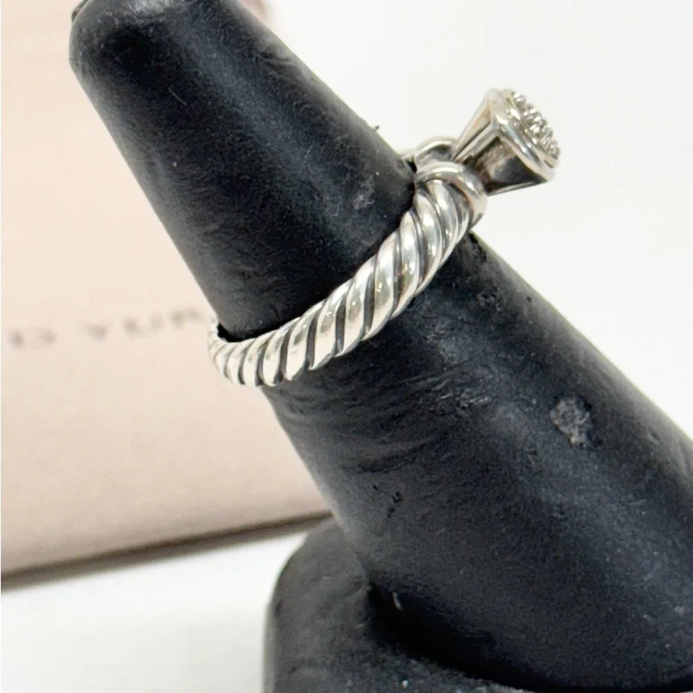 David Yurman .925/18K White Gold Diamond Cable Band Ring - Picture 3 of 8